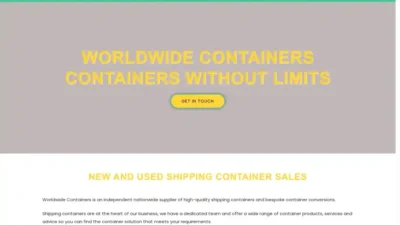 Screenshot of Container scam website "Worldwidecontainers.net"