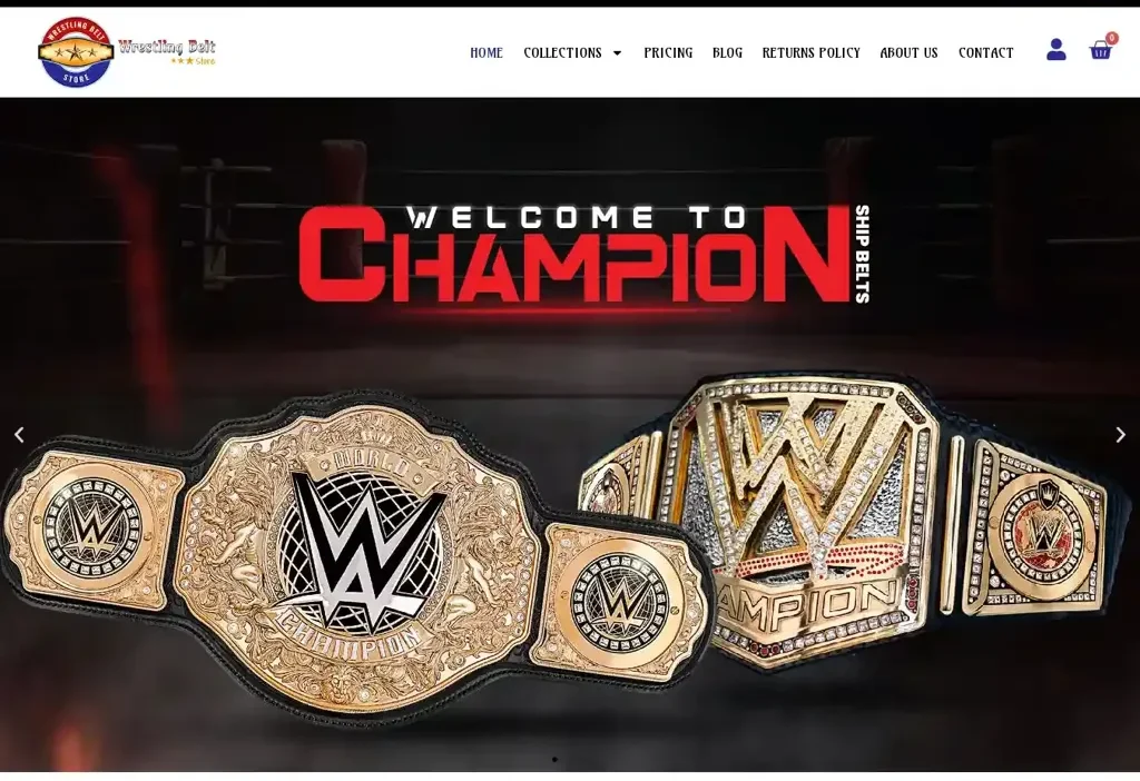 Screenshot of Non-Delivery scam website "Wrestlingbeltstore.com"
