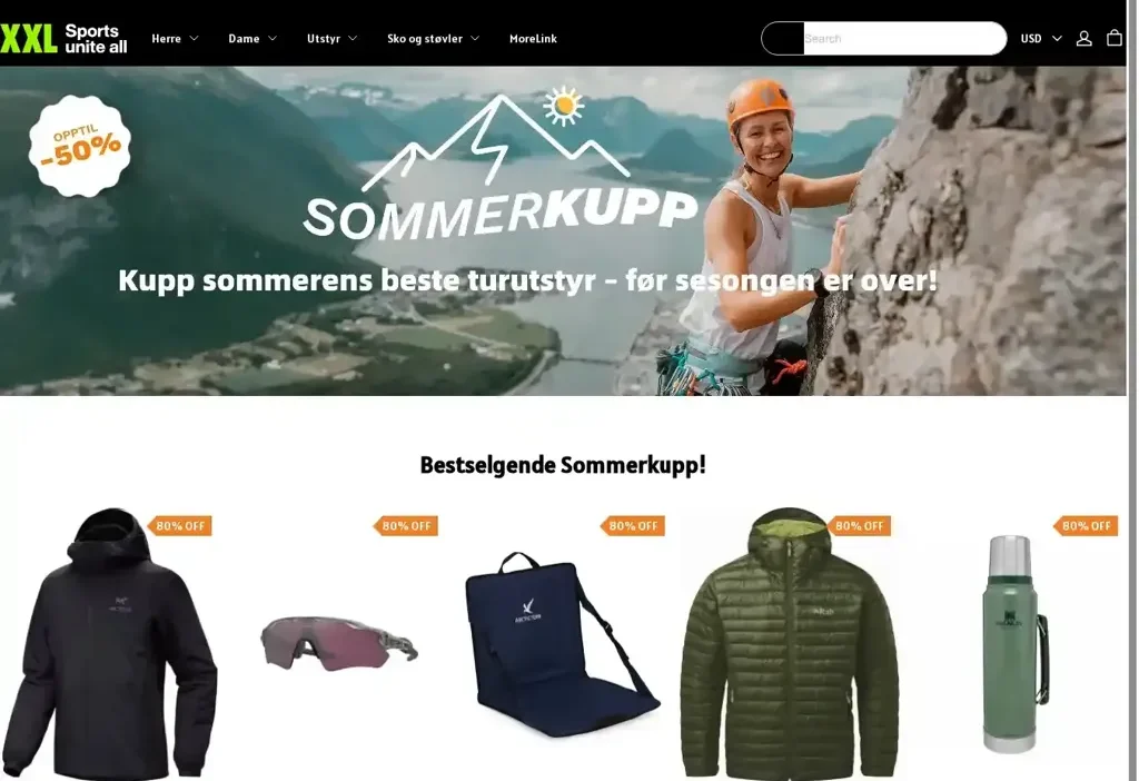 Screenshot of Non-Delivery scam website "Xxlsportonlineno.com"