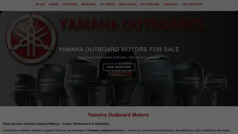 Screenshot of Non-Delivery scam website "Yamahaoutboardsmotors.com"