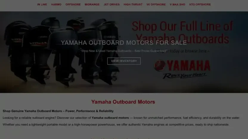 Screenshot of Non-Delivery scam website "Yamahaoutboardsmotors.store"