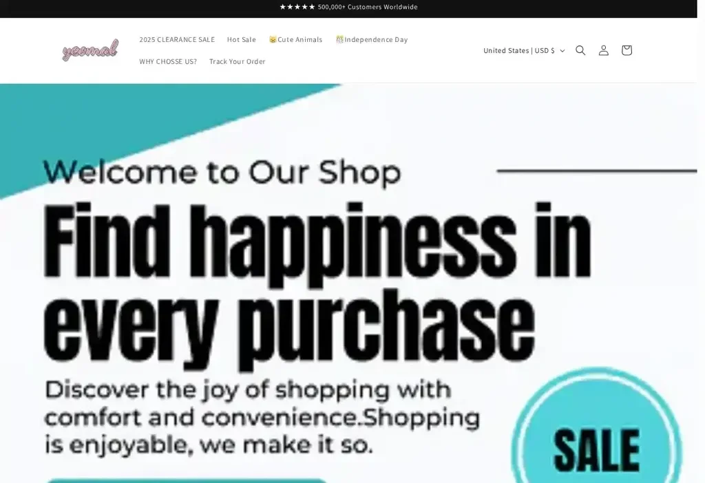 Screenshot of Non-Delivery scam website "Yeomal.com"