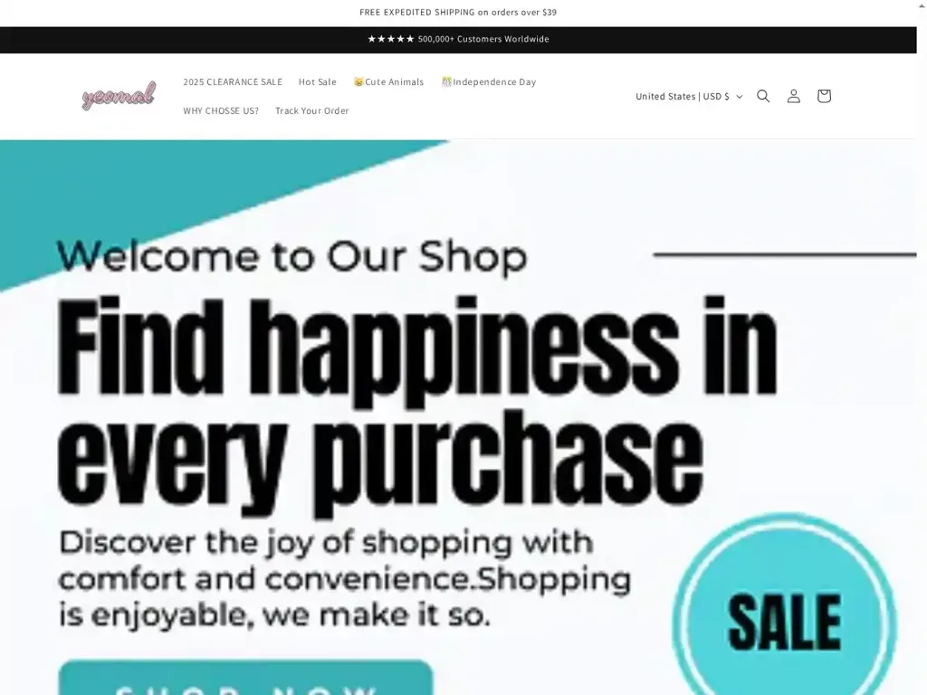 Screenshot of Non-Delivery scam website "Yeomal"