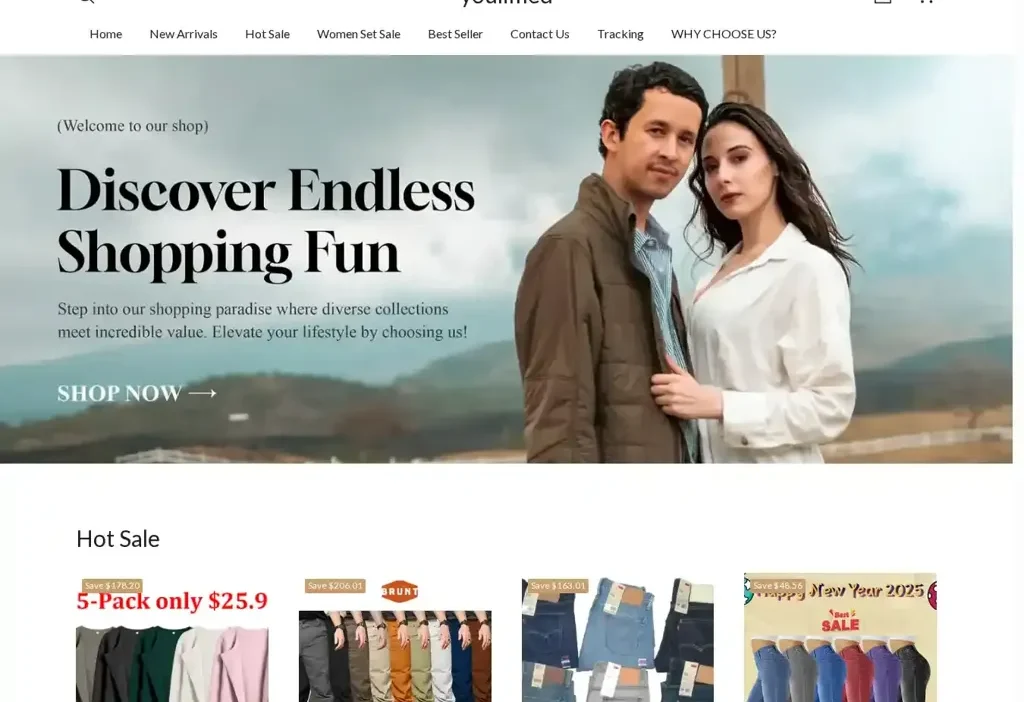 Screenshot of Non-Delivery scam website "Youlimed.com"