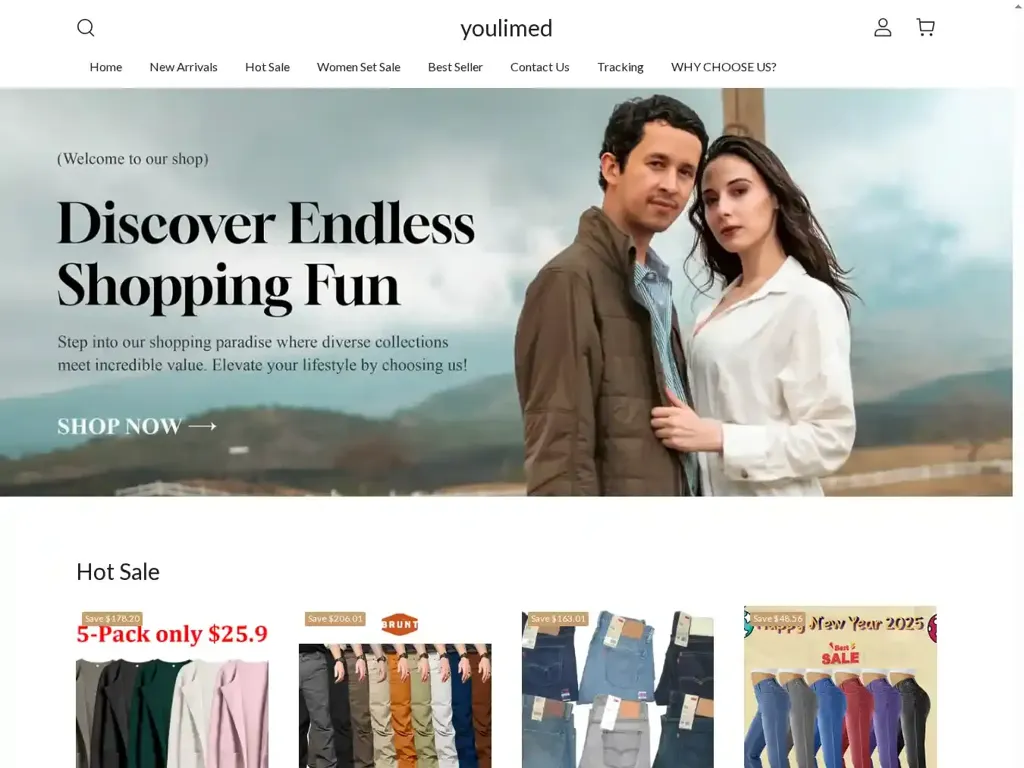 Screenshot of Non-Delivery scam website "youlimed"