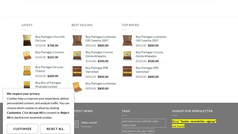 Non-Delivery Scam glogalcigershop.com