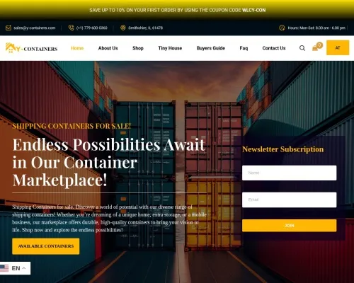 Screenshot of Shipping Container website 21045